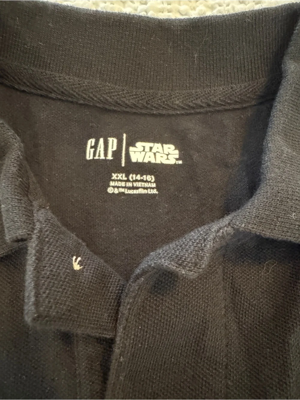 Gap Star Wars Stormtrooper Polo Shirt Boys XXL 14–16 Black